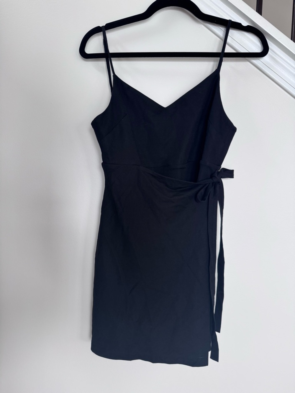 Mango Black Spaghetti-Strap Wrap Mini Dress